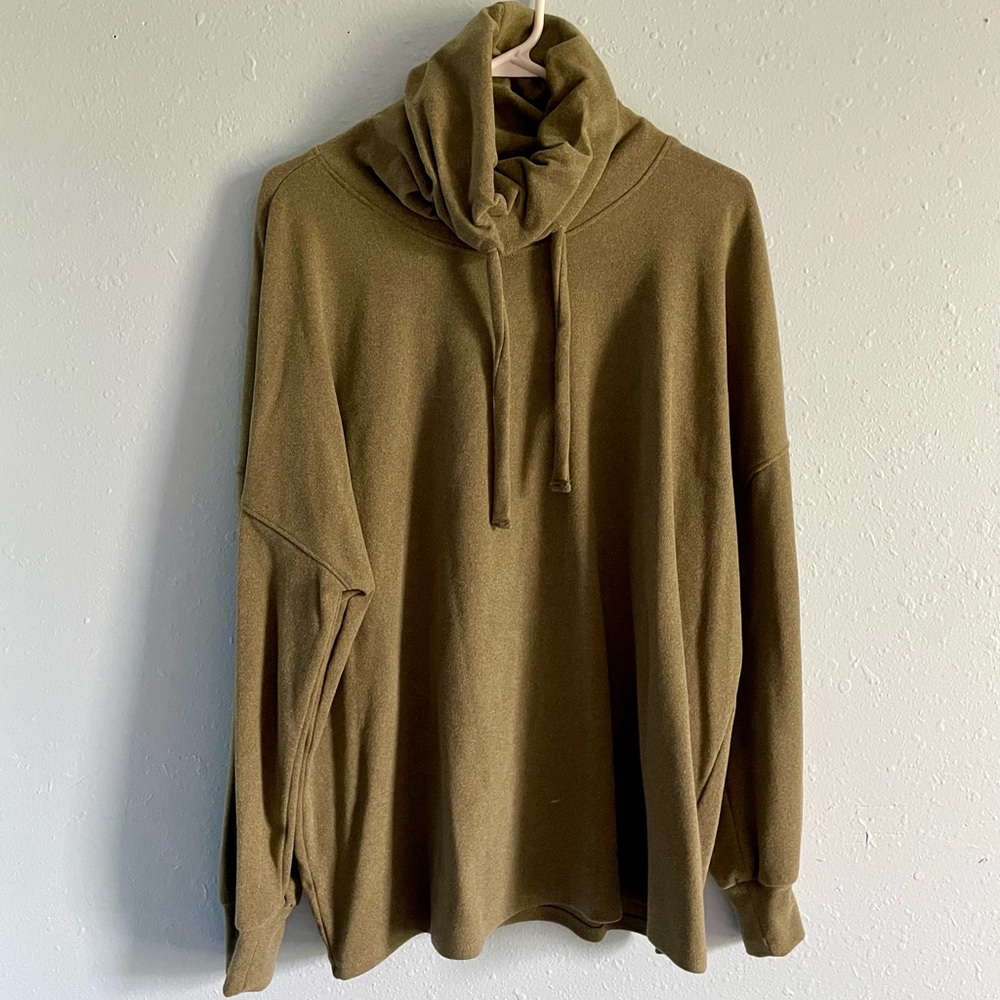 Olive fleece turtleneck top